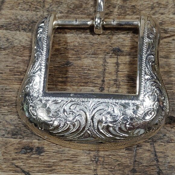 Three Silver Tone Belt Buckles Lot Western Engraved Southwestern Rodeo Metal VGC main image 12